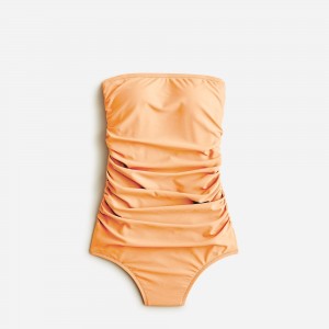 J.Crew Ruched bandeau one-piece swimsuit Bright Cantaloupe Clearance | 39QCNEYBU