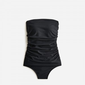 J.Crew Ruched bandeau one-piece swimsuit Black Clearance | 37MNAVOFW