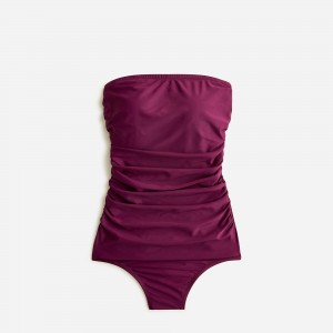 J.Crew Ruched bandeau one-piece swimsuit Iris Outlet Online | 72LRQWSKA