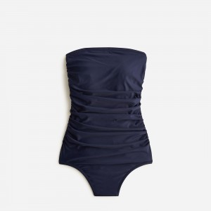 J.Crew Ruched bandeau one-piece swimsuit Navy Outlet Online | 71QBFPXYW