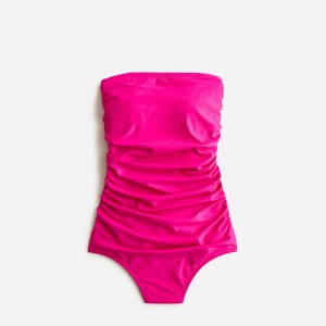 J.Crew Ruched bandeau one-piece swimsuit Radiant Fuchsia Outlet | 94LIFNSZO