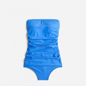 J.Crew Ruched bandeau one-piece swimsuit Sail Blue Online | 87EYVLCTZ