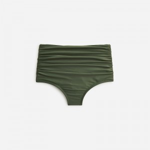 J.Crew Ruched high-rise full-coverage bikini bottom Cool Cypress Outlet | 90TKUXCLM