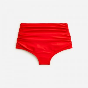 J.Crew Ruched high-rise full-coverage bikini bottom Bright Cerise Outlet | 96UZGHFWS