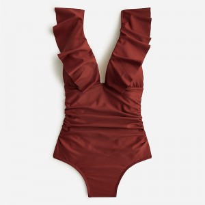 J.Crew Ruched ruffle one-piece swimsuit Sienna Factory Outlet | 51WXMFRLV