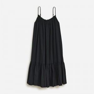 J.Crew Ruffle beach dress airy gauze Black Outlet | 93SCVTEQD