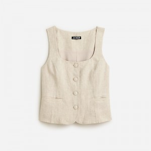 J.Crew Scoopneck linen-blend vest Flax Online | 84GQOHRVT