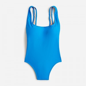 J.Crew Scoopneck one-piece swimsuit in stripe Bondi Blue Clearance | 42HARTMFY