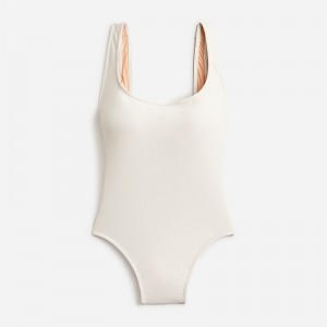 J.Crew Scoopneck one-piece swimsuit in stripe Natural Outlet | 94LNOTHFC