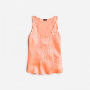 J.Crew Scoopneck tank top in textured satin Brilliant Peony Sale | 24LMYGQBV