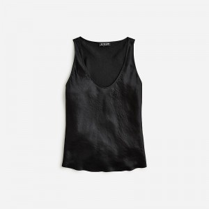 J.Crew Scoopneck tank top in textured satin Black USA | 16UGFTMAY