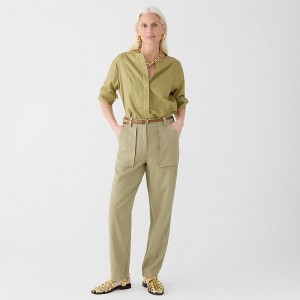 J.Crew Seaside cargo pant in linen-TENCEL™ lyocell blend Timbered Khaki USA | 19FUXBKZI