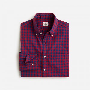 J.Crew Secret Wash cotton poplin shirt Bleecker Gingham Navy R Online | 02GNSMVLU