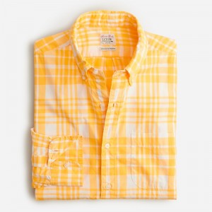 J.Crew Secret Wash cotton poplin shirt Dov Plaid Yellow White USA | 13TOEFHJK