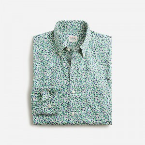 J.Crew Secret Wash cotton poplin shirt Ellis Ditsy Ivory Green Sale | 20DIFMZEG