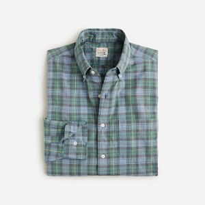 J.Crew Secret Wash cotton poplin shirt Henry Tartan Blue Green Online | 85RLSECTD