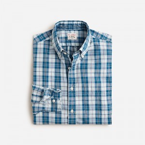 J.Crew Secret Wash cotton poplin shirt Kevin Plaid Blue Grey Factory Promo | 69ECGIMFQ