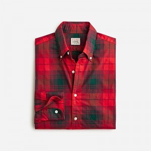 J.Crew Secret Wash cotton poplin shirt Louie Plaid Red Dk Gree Outlet Online | 70PEWQYLI