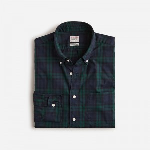 J.Crew Secret Wash cotton poplin shirt Neiman Plaid Green Navy Clearance | 31WLTIMFX