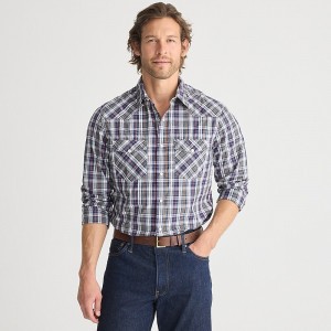 J.Crew Secret Wash cotton poplin western shirt Asbury Blue Natural Outlet Online | 71GVHBKJA