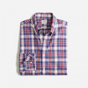 J.Crew Secret Wash organic cotton poplin shirt Hunters Plaid Blue Whit Clearance | 41GDCPLWT