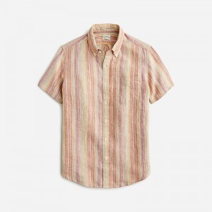 J.Crew Short-sleeve Baird McNutt Irish linen shirt Isle Awning Stripe Mult Outlet Online | 73SXIYRFW