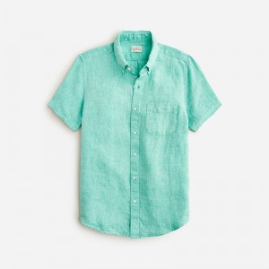 J.Crew Short-sleeve Baird McNutt Irish linen shirt Aquamarine Clearance | 39XJKFMZL