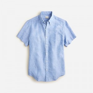 J.Crew Short-sleeve Baird McNutt Irish linen shirt Amalfi Blue Linen Yd Clearance | 41VNLYOXS