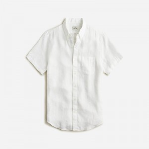 J.Crew Short-sleeve Baird McNutt Irish linen shirt White Factory Outlet | 58STQIWUF