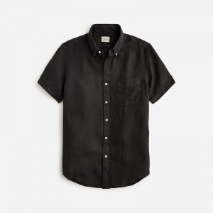 J.Crew Short-sleeve Baird McNutt Irish linen shirt Black Online | 07NMFPICE