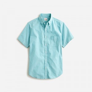 J.Crew Short-sleeve Broken-in organic cotton oxford shirt Seashore Green Oxford Outlet Online | 74ABTWILX