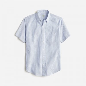 J.Crew Short-sleeve Broken-in organic cotton oxford shirt University Stripe Rain Clearance | 36YOSJZWP