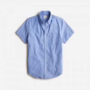 J.Crew Short-sleeve Broken-in organic cotton oxford shirt Raincoat Blue Sale | 26RVEPTXF