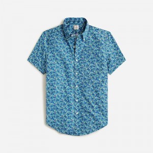 J.Crew Short-sleeve Secret Wash cotton poplin shirt Meadow Floral Blues Sale | 25JPYKHLT