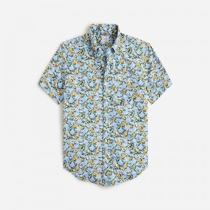 J.Crew Short-sleeve Secret Wash cotton poplin shirt Field Flower Blue Gold Clearance | 34PCFGQAK