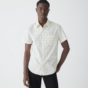 J.Crew Short-sleeve Secret Wash cotton poplin shirt with point collar Caspar Diamond Ivory In Clearance | 32MTCRNVU