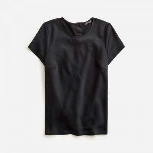 J.Crew Short-sleeve button-back top in everyday crepe Black USA | 15YOFUIZS