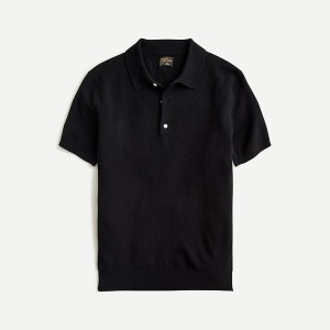 J.Crew Short-sleeve cashmere sweater-polo Black Factory Promo | 68EMOQTWC