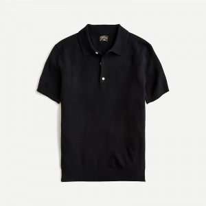 J.Crew Short-sleeve cashmere sweater-polo Black USA | 16CGKINER