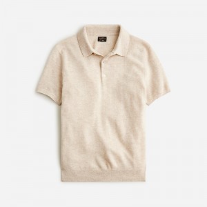 J.Crew Short-sleeve cashmere sweater-polo Hthr Birch Online | 07QPFBDSJ