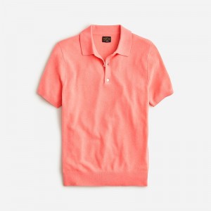 J.Crew Short-sleeve cashmere sweater-polo Light Coral Clearance | 32CTWZLKH