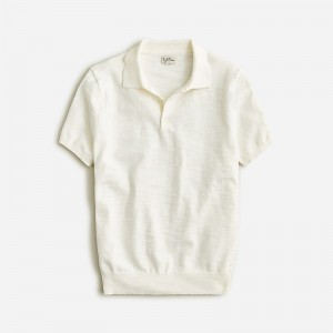 J.Crew Short-sleeve cotton-blend sweater-polo Sea Salt Sale | 24MJDLAGN