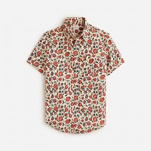 J.Crew Short-sleeve cotton-linen blend shirt in print Bramble Floral Khaki Ru Outlet | 91CZUQDOI