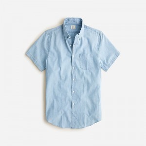 J.Crew Short-sleeve indigo organic chambray shirt Five Year Wash Sale | 26BZSDONM