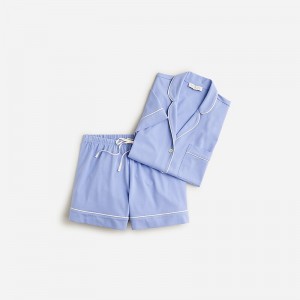 J.Crew Short-sleeve pajama short set dreamy cotton blend French Blue Factory Promo | 60GRBZQPF