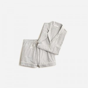 J.Crew Short-sleeve pajama short set dreamy cotton blend Heather Grey USA | 15OVRJFWG