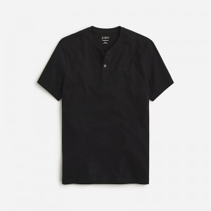 J.Crew Short-sleeve sueded cotton henley Black Online | 02DGSOPIZ