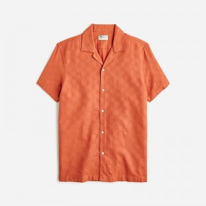 J.Crew Short-sleeve textured cotton camp-collar shirt Baked Terracotta Outlet Online | 71KFBGMPH