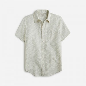 J.Crew Short-sleeve yarn-dyed seersucker shirt Clematis Overlay Cream Factory Promo | 68NSECIBF