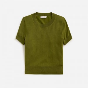 J.Crew Shrunken TENCEL™ lyocell-blend T-shirt Forest Moss Clearance | 37QACZEMU